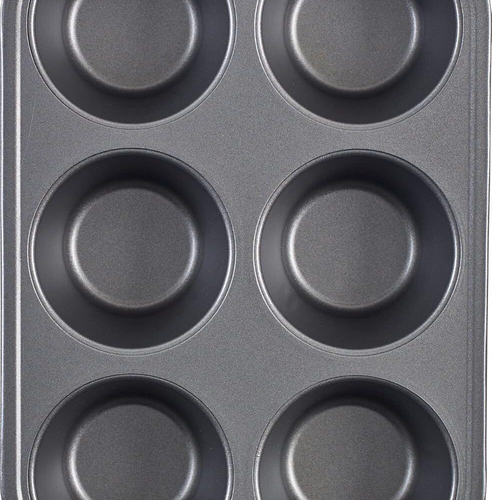 GoodCook Everyday Nonstick Steel Jumbo Texas Muffin Pan, 6-cup, Gray